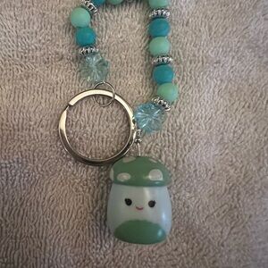 Squishmallow Sydney Mushroom Keychain with Beaded Strap
